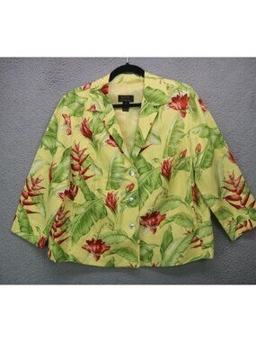 DT Collection Vintage Floral Beaded Linen Blend Jacket-14-Tropical-Cottagecore